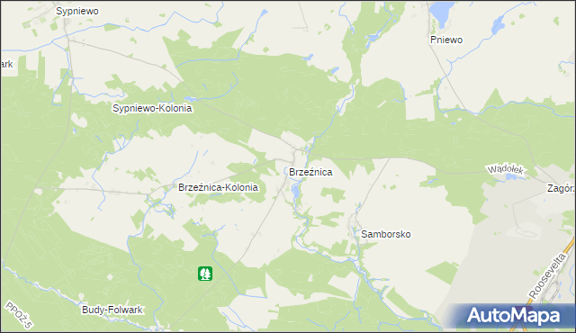 mapa Brzeźnica gmina Jastrowie, Brzeźnica gmina Jastrowie na mapie Targeo