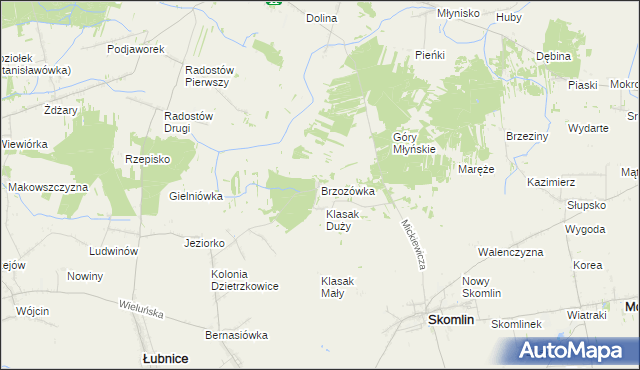 mapa Brzozówka gmina Łubnice, Brzozówka gmina Łubnice na mapie Targeo