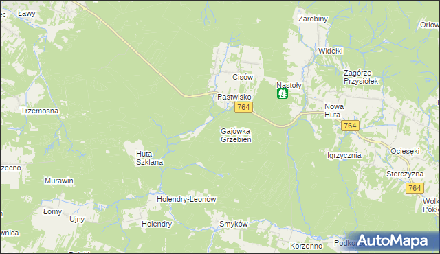 mapa Gajówka Grzebień, Gajówka Grzebień na mapie Targeo