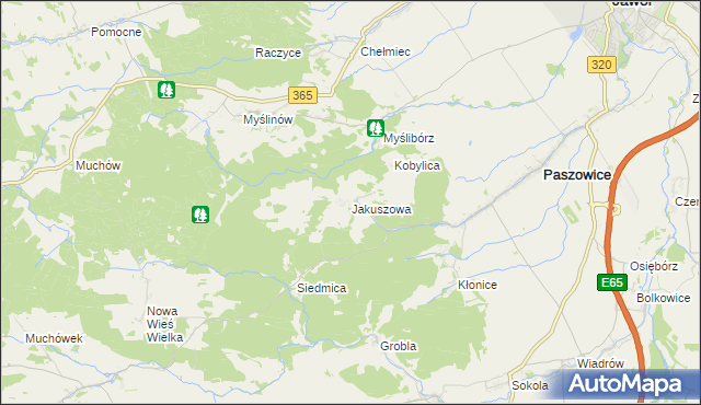 mapa Jakuszowa, Jakuszowa na mapie Targeo