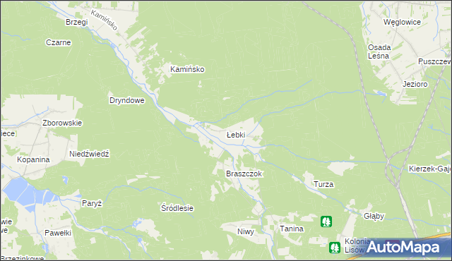 mapa Łebki gmina Herby, Łebki gmina Herby na mapie Targeo