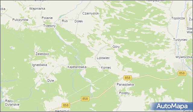 mapa Lipowiec gmina Tereszpol, Lipowiec gmina Tereszpol na mapie Targeo