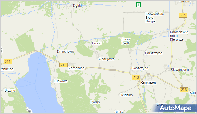 mapa Odargowo gmina Krokowa, Odargowo gmina Krokowa na mapie Targeo