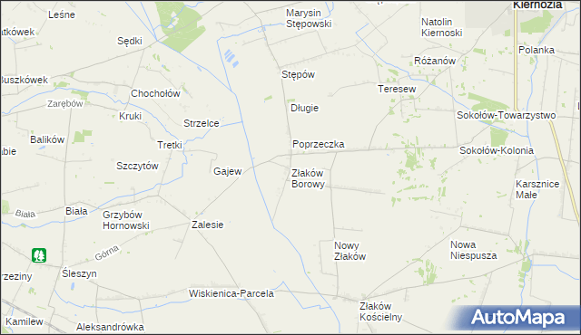 mapa Złaków Borowy, Złaków Borowy na mapie Targeo