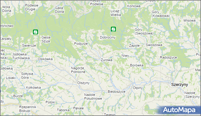 mapa Żurowa, Żurowa na mapie Targeo