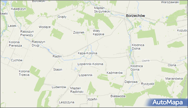 mapa Kępa gmina Borzechów, Kępa gmina Borzechów na mapie Targeo