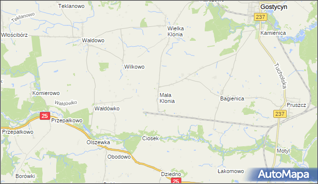 mapa Mała Klonia gmina Gostycyn, Mała Klonia gmina Gostycyn na mapie Targeo