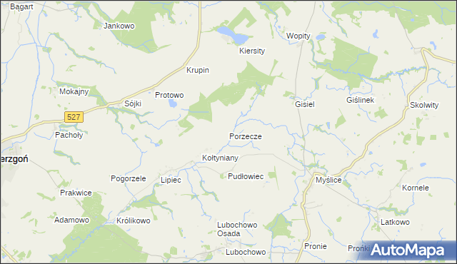 mapa Porzecze gmina Stary Dzierzgoń, Porzecze gmina Stary Dzierzgoń na mapie Targeo