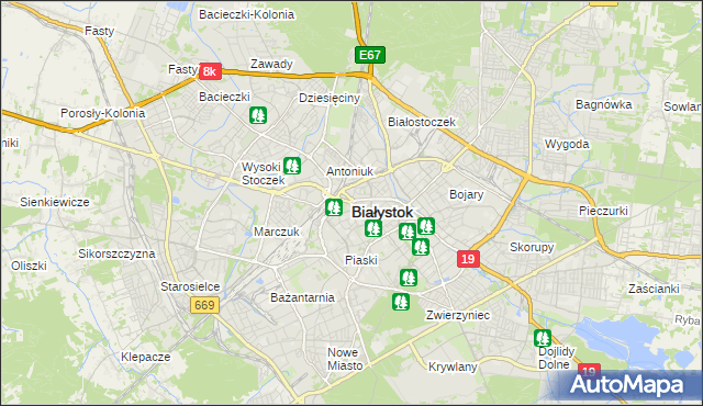 mapa Białegostoku, Białystok na mapie Targeo
