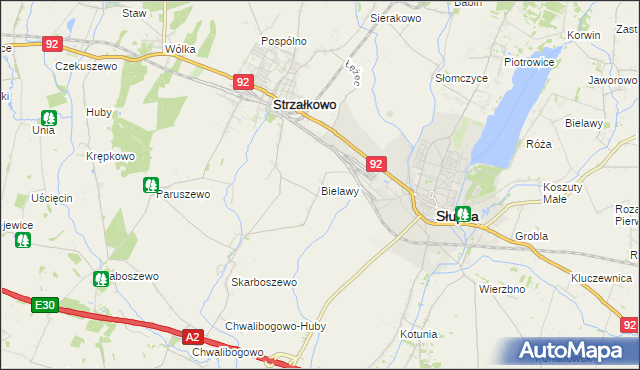 mapa Bielawy gmina Strzałkowo, Bielawy gmina Strzałkowo na mapie Targeo