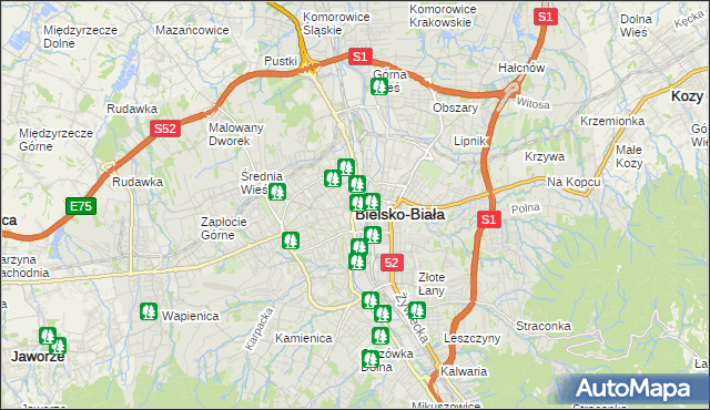 mapa Bielsko-Białej, Bielsko-Biała na mapie Targeo