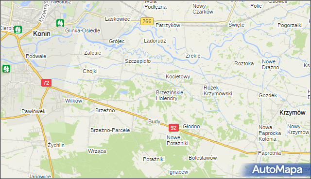 mapa Brzezińskie Holendry, Brzezińskie Holendry na mapie Targeo