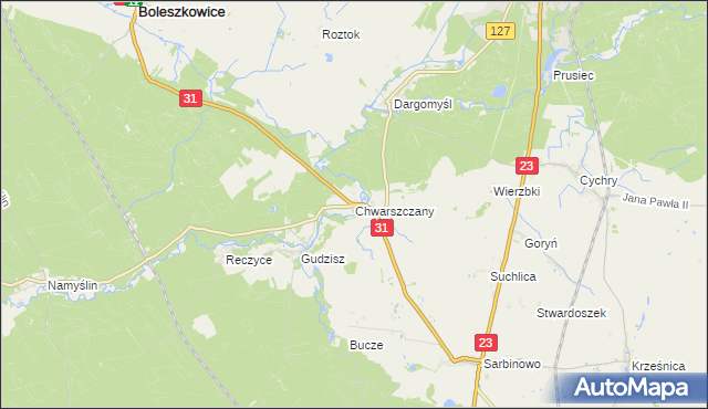 mapa Chwarszczany, Chwarszczany na mapie Targeo