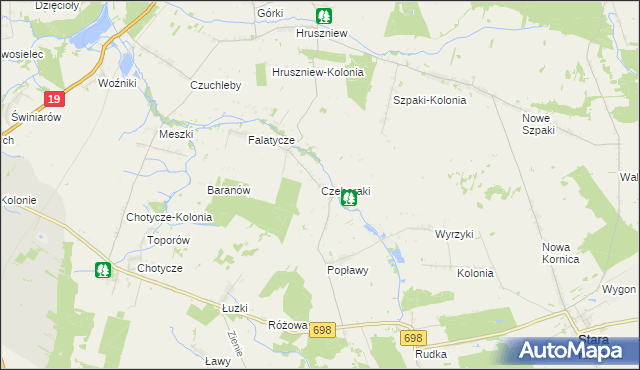 mapa Czeberaki gmina Stara Kornica, Czeberaki gmina Stara Kornica na mapie Targeo