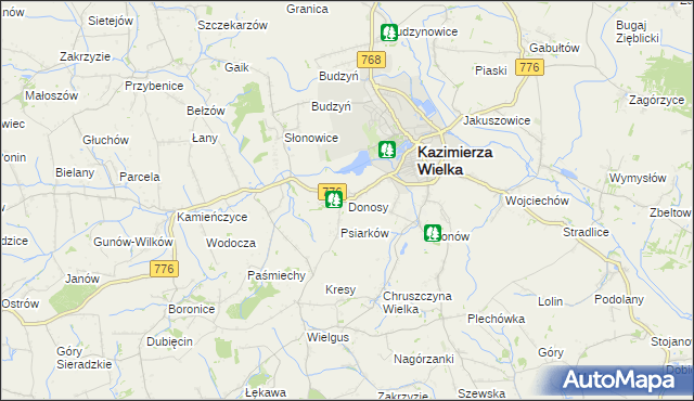 mapa Donosy, Donosy na mapie Targeo