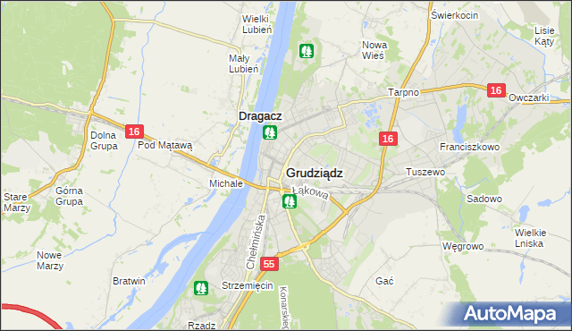 mapa Grudziądza, Grudziądz na mapie Targeo