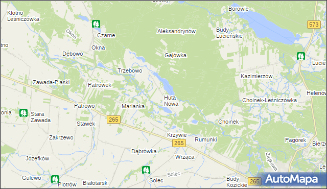 mapa Huta Nowa gmina Gostynin, Huta Nowa gmina Gostynin na mapie Targeo