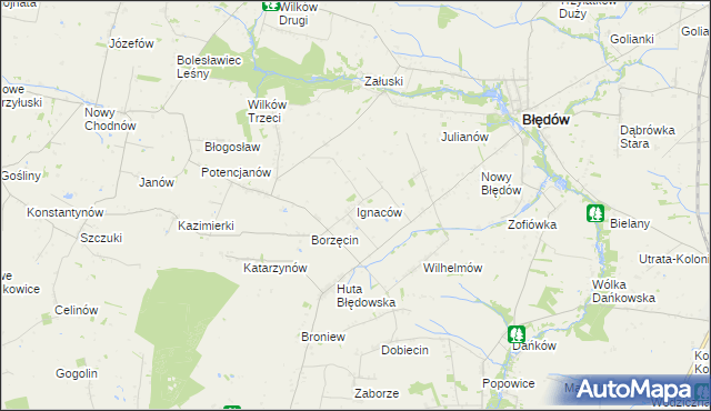 mapa Ignaców gmina Błędów, Ignaców gmina Błędów na mapie Targeo