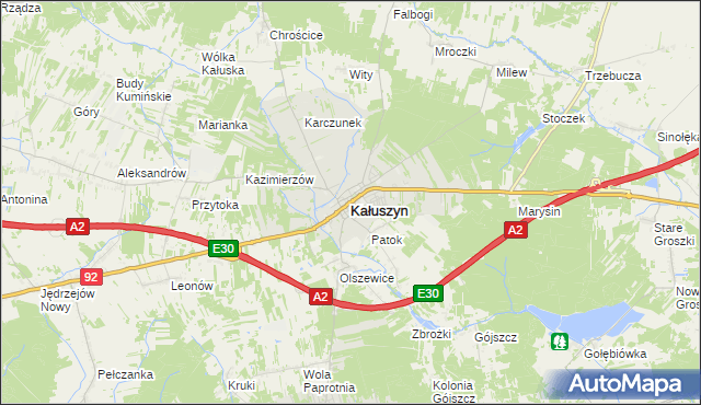 mapa Kałuszyn powiat miński, Kałuszyn powiat miński na mapie Targeo