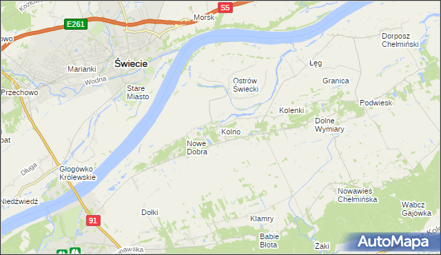 mapa Kolno gmina Chełmno, Kolno gmina Chełmno na mapie Targeo