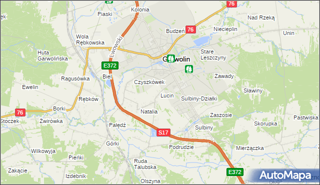 mapa Lucin gmina Garwolin, Lucin gmina Garwolin na mapie Targeo