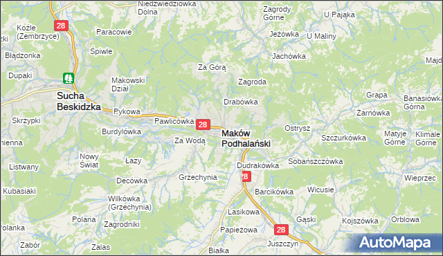 mapa Maków Podhalański, Maków Podhalański na mapie Targeo
