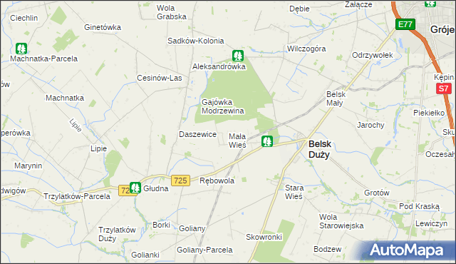 mapa Mała Wieś gmina Belsk Duży, Mała Wieś gmina Belsk Duży na mapie Targeo
