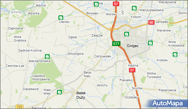 mapa Odrzywołek, Odrzywołek na mapie Targeo