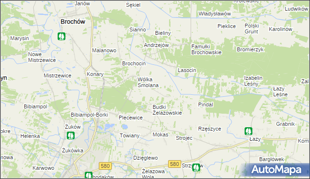mapa Olszowiec gmina Brochów, Olszowiec gmina Brochów na mapie Targeo