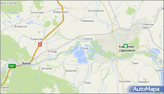 mapa Pilce, Pilce na mapie Targeo