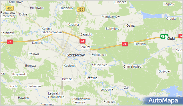 mapa Podklucze, Podklucze na mapie Targeo