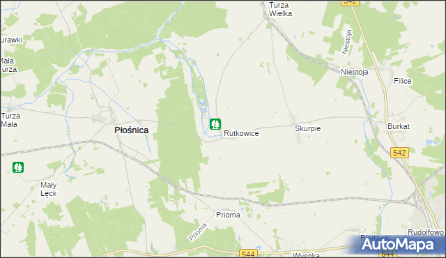 mapa Rutkowice gmina Płośnica, Rutkowice gmina Płośnica na mapie Targeo