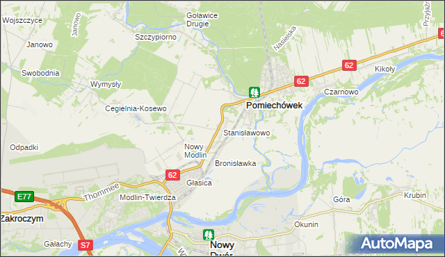 mapa Stanisławowo gmina Pomiechówek, Stanisławowo gmina Pomiechówek na mapie Targeo
