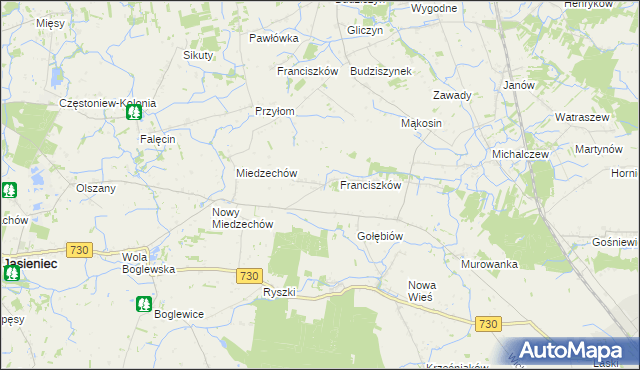 mapa Stefanków gmina Jasieniec, Stefanków gmina Jasieniec na mapie Targeo