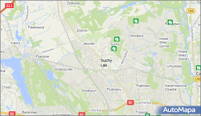 mapa Suchy Las powiat poznański, Suchy Las powiat poznański na mapie Targeo