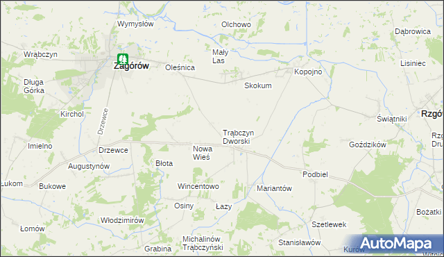 mapa Trąbczyn Dworski, Trąbczyn Dworski na mapie Targeo