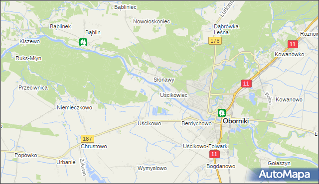 mapa Uścikówiec, Uścikówiec na mapie Targeo