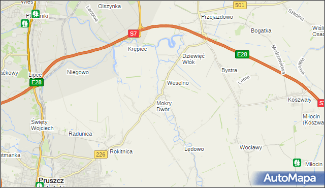 mapa Wiślina, Wiślina na mapie Targeo