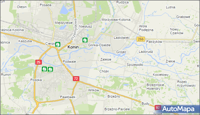 mapa Zalesie gmina Krzymów, Zalesie gmina Krzymów na mapie Targeo