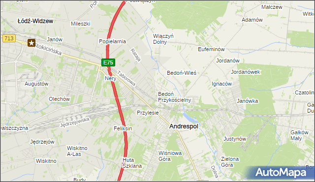 mapa Bedoń Przykościelny, Bedoń Przykościelny na mapie Targeo