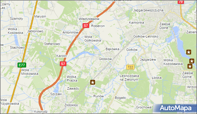 mapa Głosków gmina Piaseczno, Głosków gmina Piaseczno na mapie Targeo