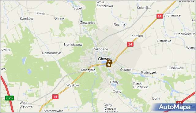 mapa Głowno, Głowno na mapie Targeo