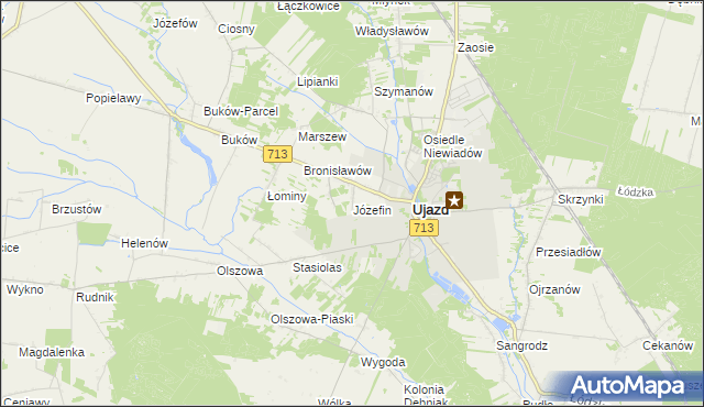 mapa Józefin gmina Ujazd, Józefin gmina Ujazd na mapie Targeo