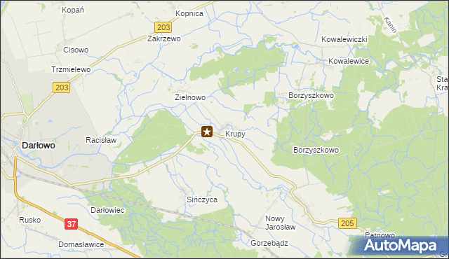 mapa Krupy gmina Darłowo, Krupy gmina Darłowo na mapie Targeo