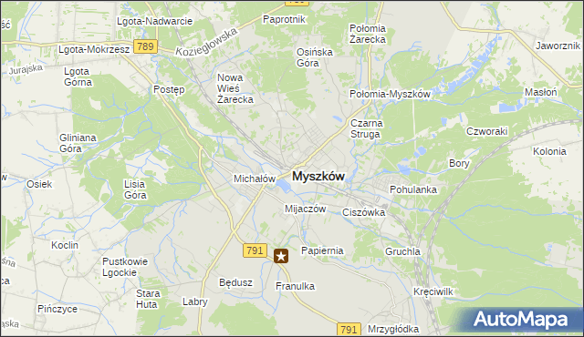 mapa Myszków, Myszków na mapie Targeo