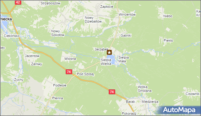 mapa Sielpia Wielka, Sielpia Wielka na mapie Targeo