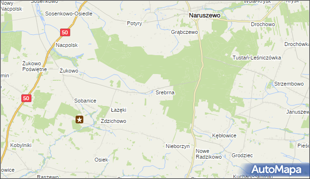 mapa Srebrna gmina Naruszewo, Srebrna gmina Naruszewo na mapie Targeo