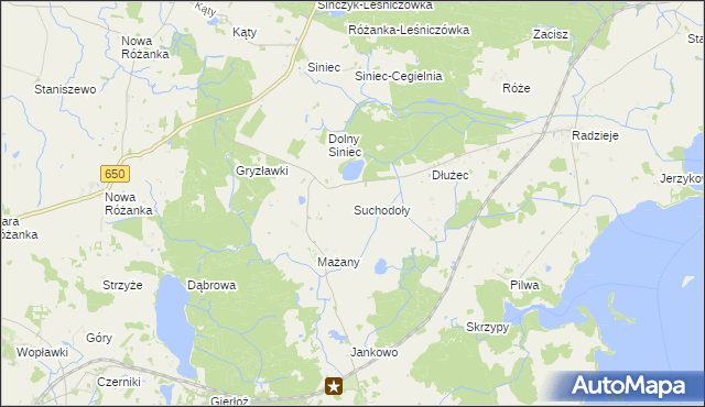 mapa Suchodoły gmina Kętrzyn, Suchodoły gmina Kętrzyn na mapie Targeo