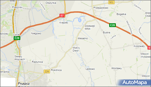 mapa Wiślina, Wiślina na mapie Targeo