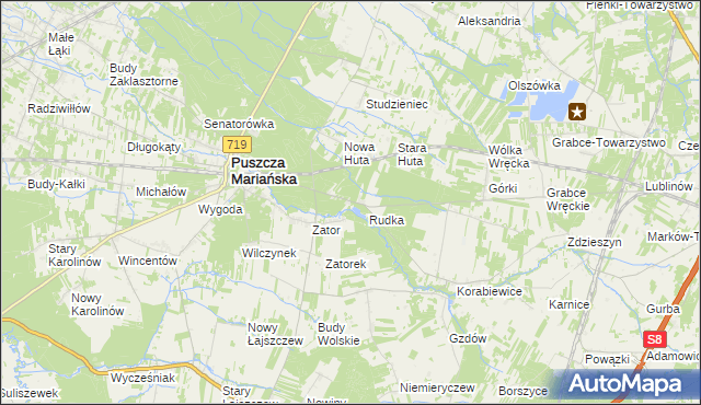 mapa Wola Polska gmina Puszcza Mariańska, Wola Polska gmina Puszcza Mariańska na mapie Targeo